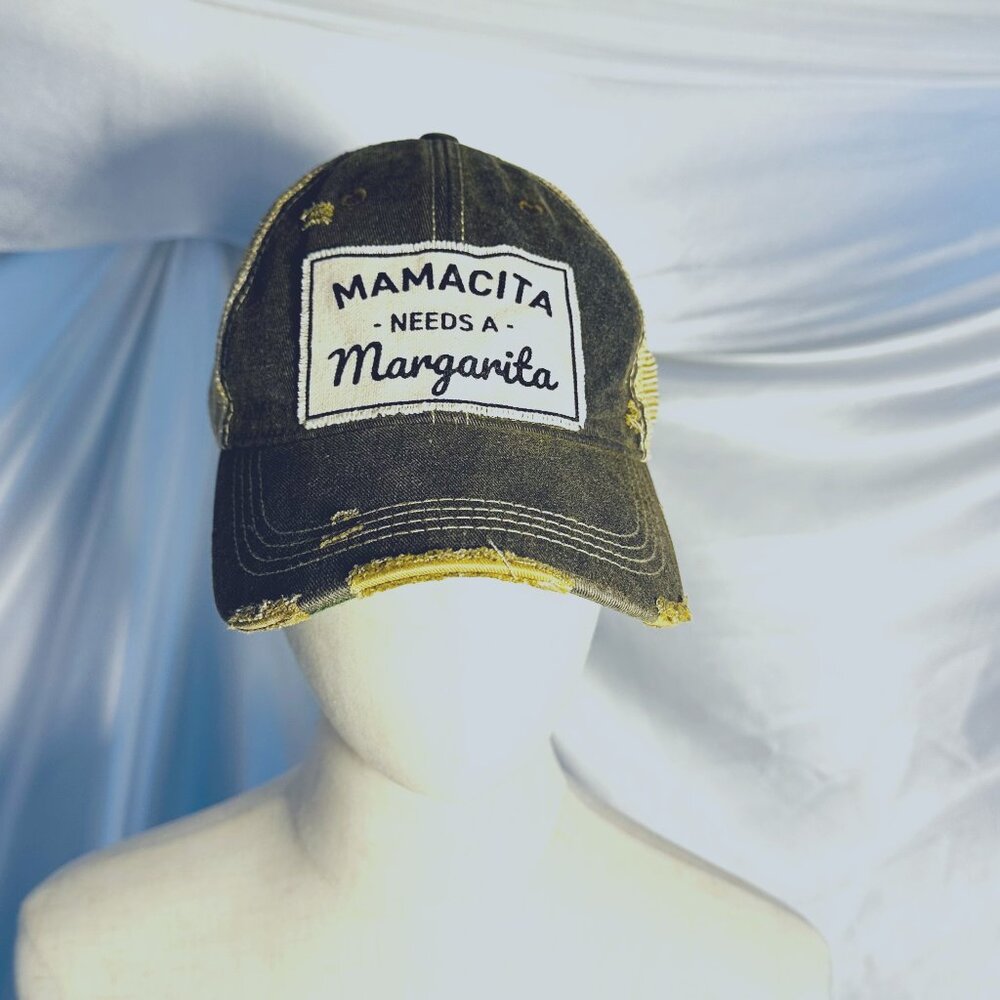 Mamacita Needs a Margarita Distressed Headmost Brand Trucker/Baseball Hat/Caps